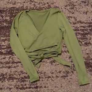 Green long sleeve crop with tie